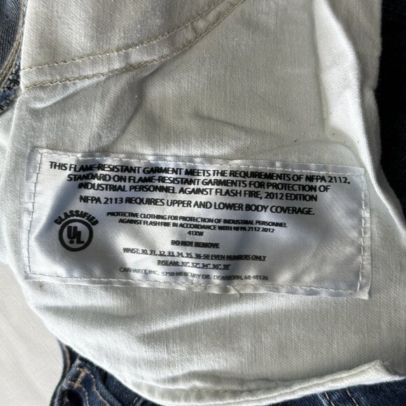 Carhartt Flame Resistant Carpenter Pants Jeans Mens Sz 32x34 FRB13-DNM NFPA 2112 - Picture 11 of 12